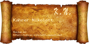 Kahrer Nikolett névjegykártya